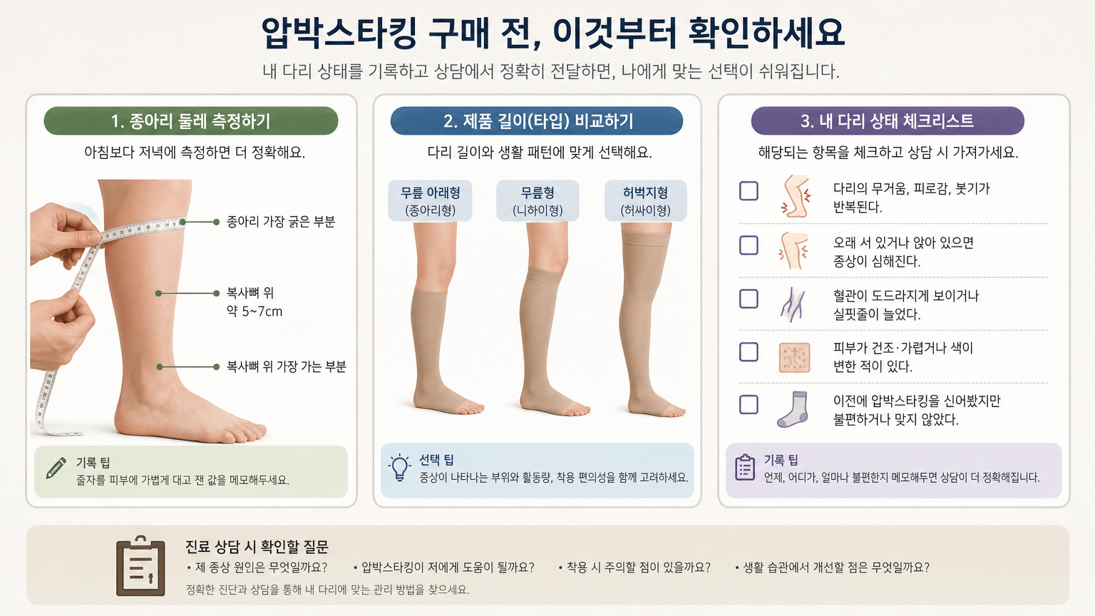 압박스타킹은 누구에게 필요할까? 하지정맥류 상담 전 선택 기준