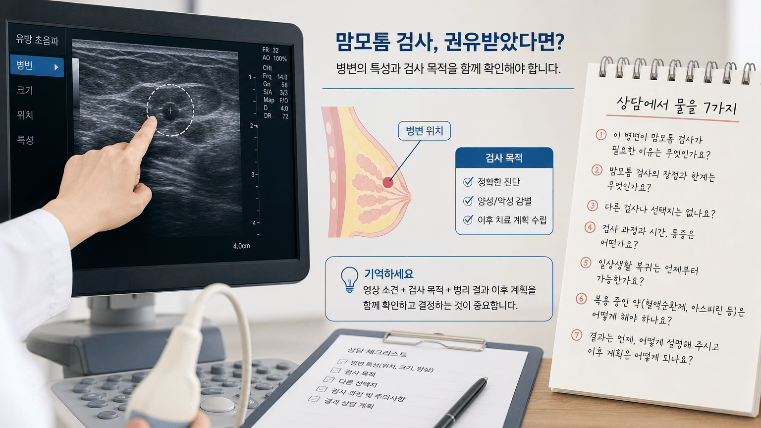 맘모톰 검사 권유받았을 때, 적응증과 상담에서 물을 7가지