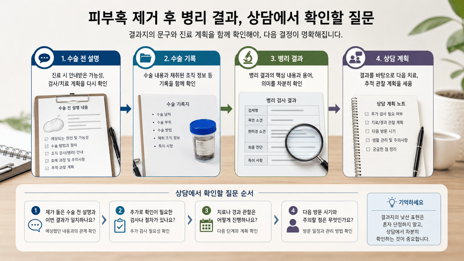피부혹 제거 후 병리 결과, 상담에서 확인할 질문