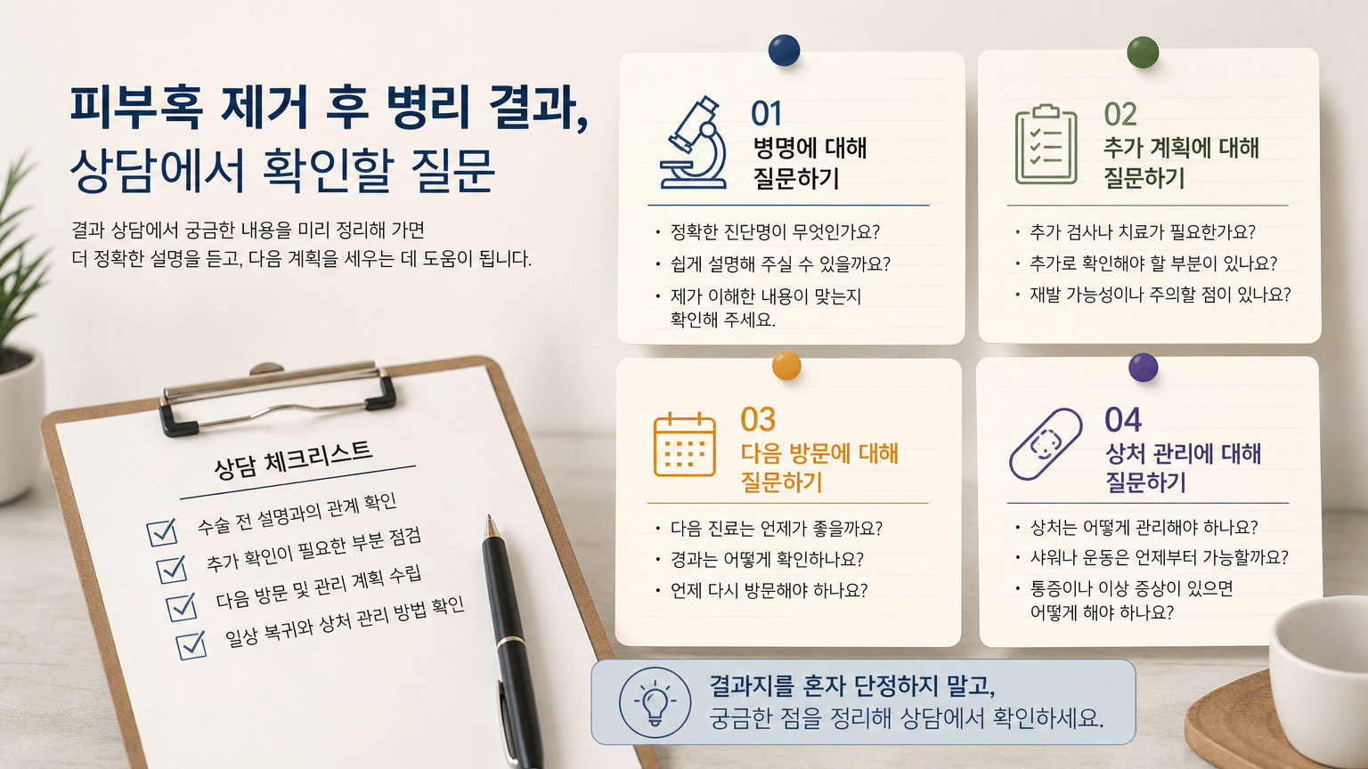 피부혹 제거 후 병리 결과, 상담에서 확인할 질문